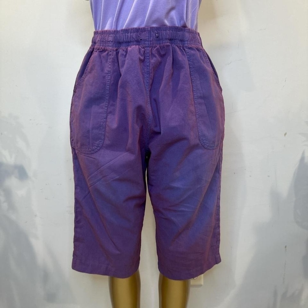 Kidcore Indie Vintage 1990s Upcycled Purple Bermuda Shorts Elastic Waistband 1XL